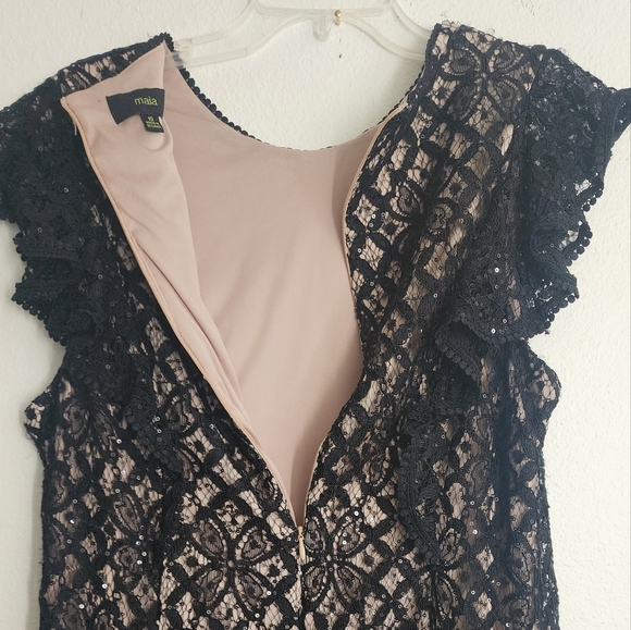 Maia Black Lace Sequin Angel Wing Zip Back Women's Dress Sz 10 (NWT) - Picture 9 of 12